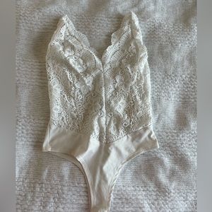 White Lace Bodysuit, Size Small